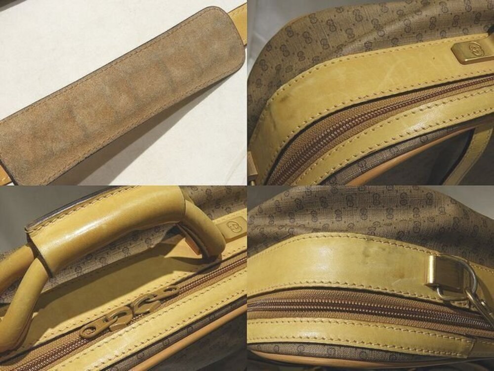 Gucci Bag Shoulder Brown Trunk Boston GG Beige Leather Brown Tan